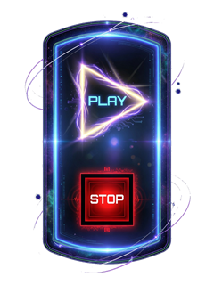 Custom neon audio player skin with play and stop controls